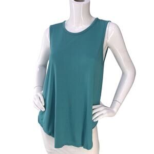 Haute Hippie Women's Tank Top S Teal Modal Scoop Neck High-Low Hem